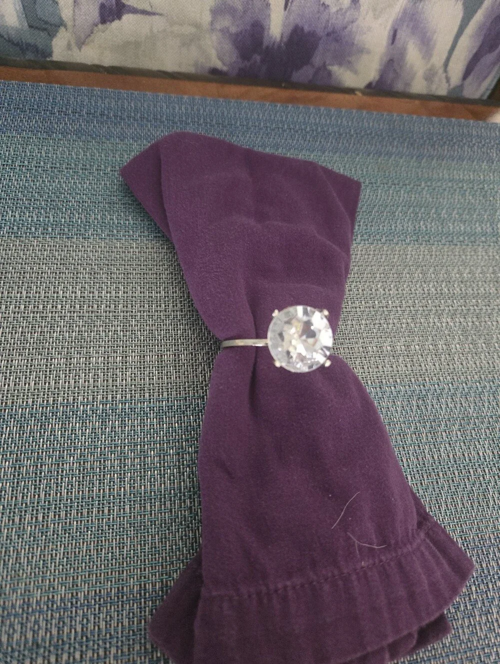 Crystal Gem Napkin Ring – 12 Piece Silver Accent
